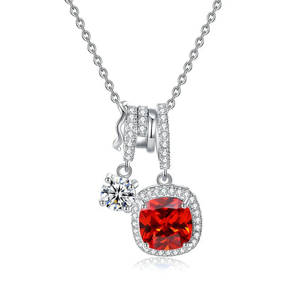 MuShan Jewelry 925 Sterling Silver Necklace Pendant Chain HCD Gemstones Anniversary Gift Daughter Gift Women Necklaces Jewelry