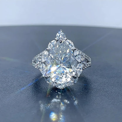 Anillo de lujo MUSHAN de plata de ley 925 para mujer, con diamante de moissanita certificado por GRA, esmeralda, color D, joyería fina