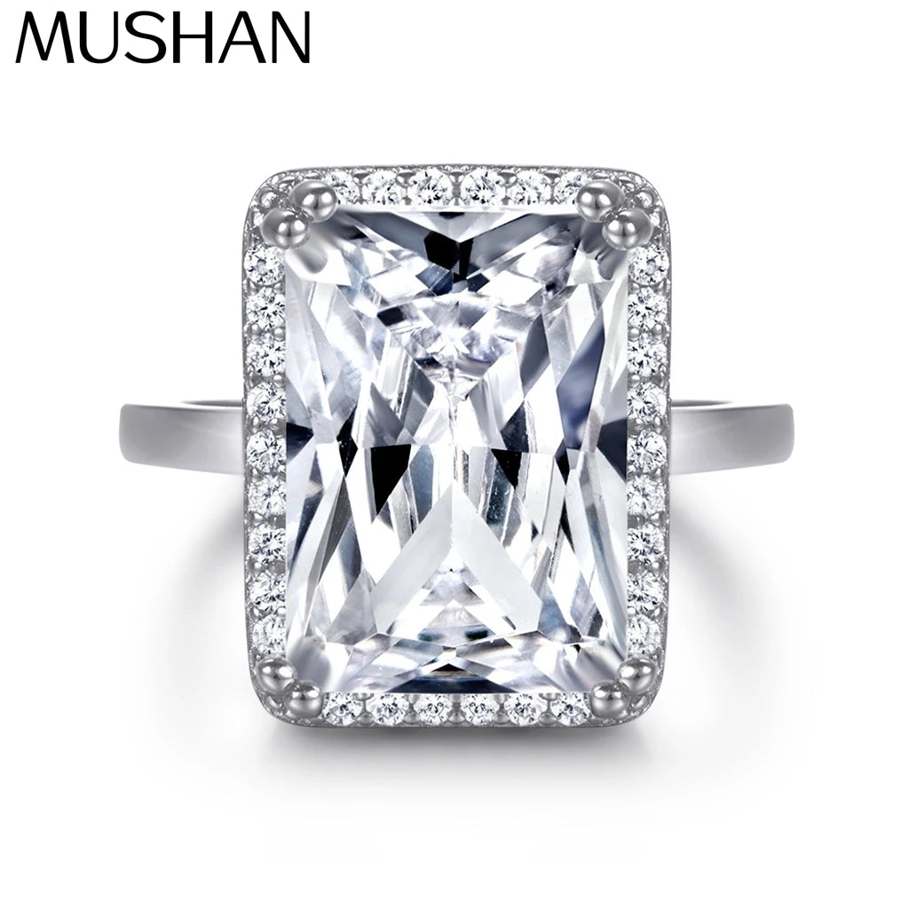 MuShan Jewelry 925 Sterling Silver Rings Bands Rings Bands Ring 7A Cubic Zirconia Valentine Timeless Anniversary  Women Gift