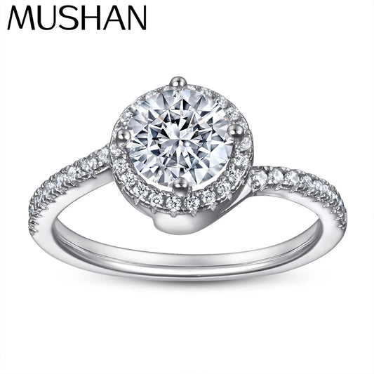 Anillos de compromiso de plata de ley 925 MuShan Jewelry, banda con circonita cúbica 7A, delicado regalo premium de aniversario para mujer