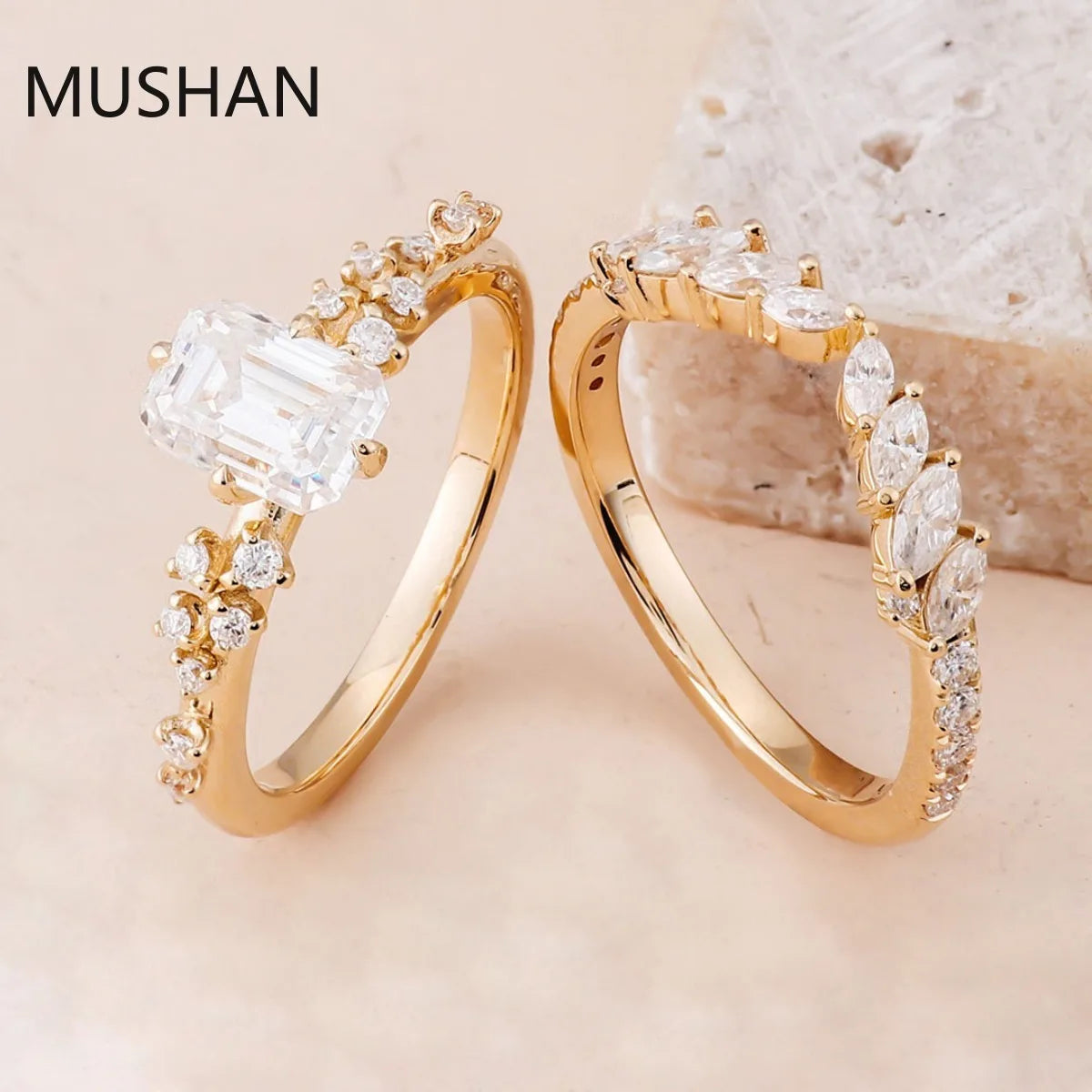 MUSHAN Luxury Custom 14K 18K Gold Rings Band Jewelry With Moissanite Diamond Lab Grown Gemstones Diamond Wedding Ring For Women