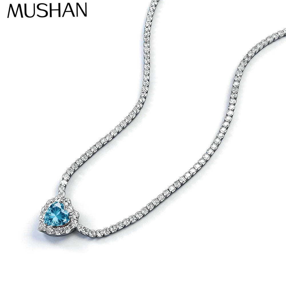 MuShan Jewelry 925 Sterling Silver Necklace Pendant Chain HCD Gemstones Her Gift Statement Jewelry Women Necklaces Jewelry