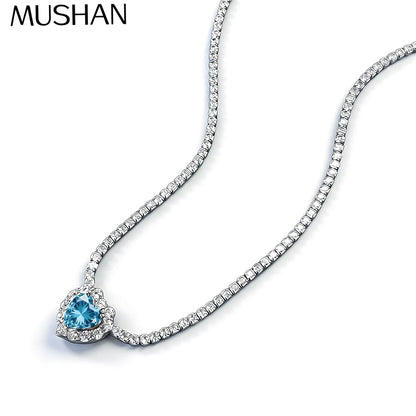 MuShan Jewelry 925 Sterling Silver Necklace Pendant Chain HCD Gemstones Her Gift Statement Jewelry Women Necklaces Jewelry