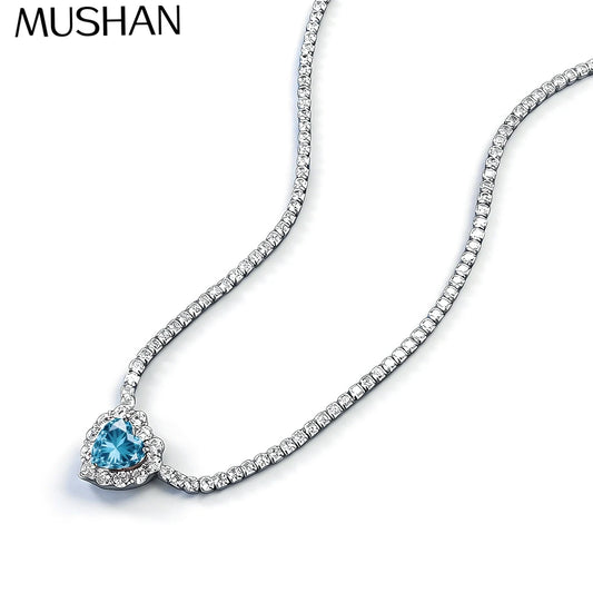 MuShan Jewelry 925 Sterling Silver Necklace Pendant Chain HCD Gemstones Her Gift Statement Jewelry Women Necklaces Jewelry