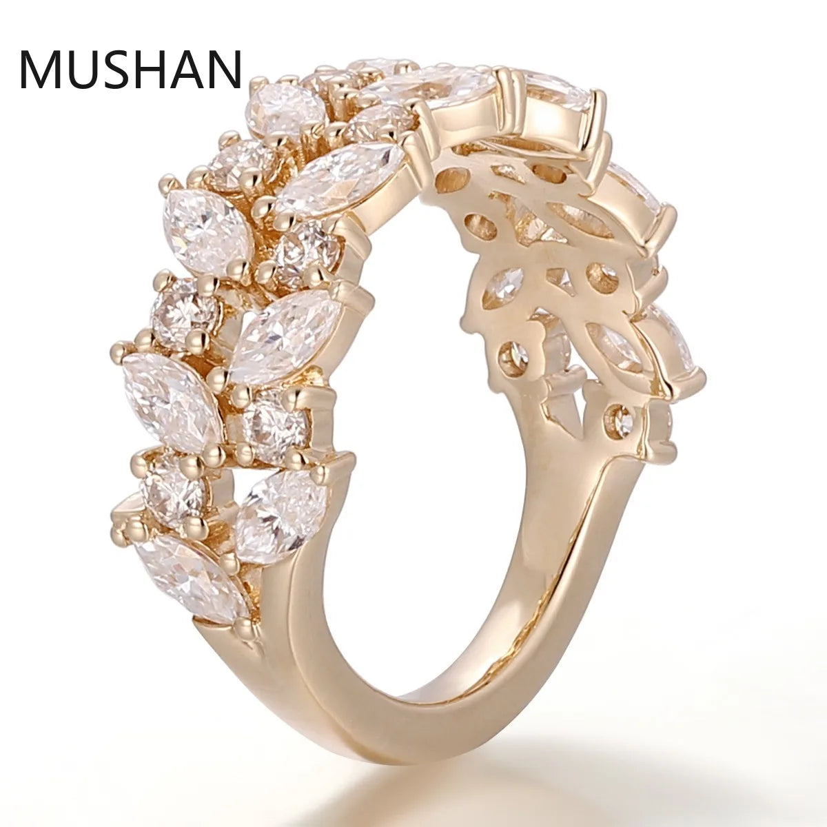 MUSHAN Luxury Custom 14K 18K Gold Rings Band Jewelry With Moissanite Diamond Lab Grown Gemstones Diamond Wedding Ring For Women