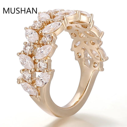 MUSHAN Luxury Custom 14K 18K Gold Rings Band Jewelry With Moissanite Diamond Lab Grown Gemstones Diamond Wedding Ring For Women