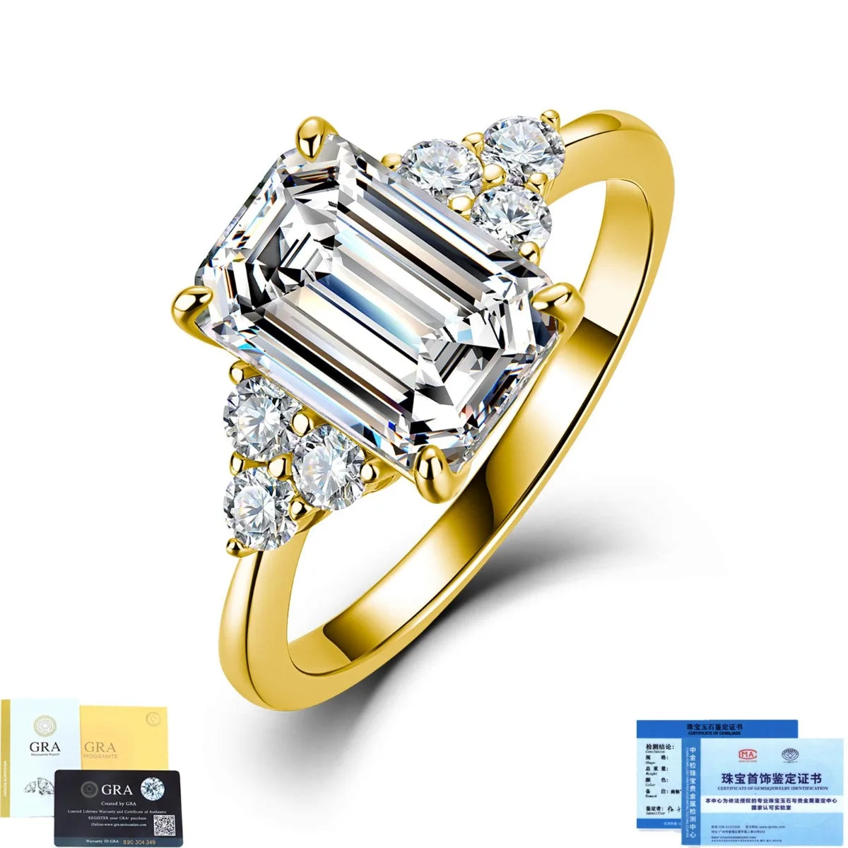 MUSHAN Luxury Jewelry 925 Sterling Silver Ring Band Women GRA Certificated Moissanite Diamond Emerald D Color Rings Fine Jewelry