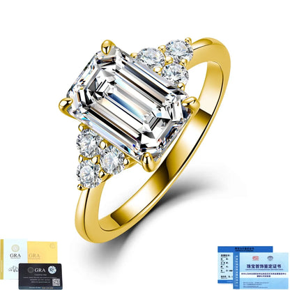 MUSHAN Luxury Jewelry 925 Sterling Silver Ring Band Women GRA Certificated Moissanite Diamond Emerald D Color Rings Fine Jewelry