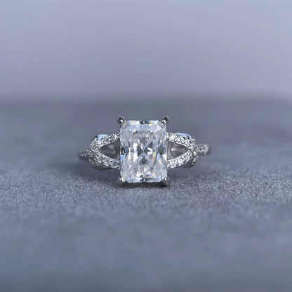 Anillo de plata de ley 925 de la marca MuShan, anillo de moissanita VVS para novia, chapado en oro de 18K, joyería con patente MST