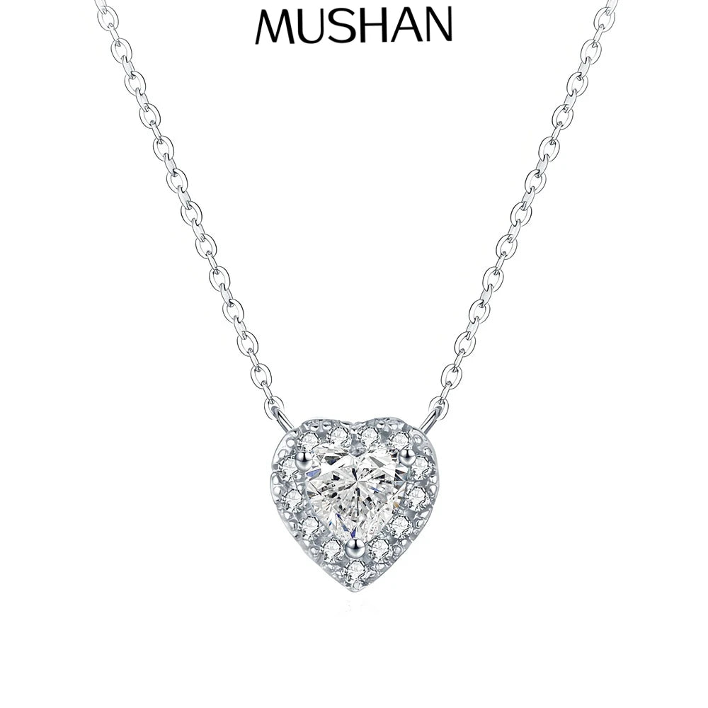 MuShan Luxury Jewelry 925 Sterling Silver Pendant Locket Heart Moissanite Non Tarnish for Daughter Real Gold Plated MST Patent