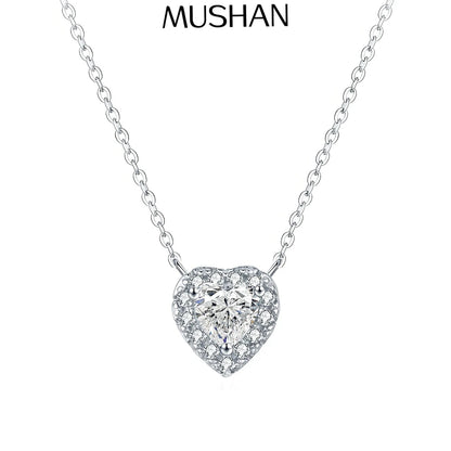 MuShan Luxury Jewelry 925 Sterling Silver Pendant Locket Heart Moissanite Non Tarnish for Daughter Real Gold Plated MST Patent