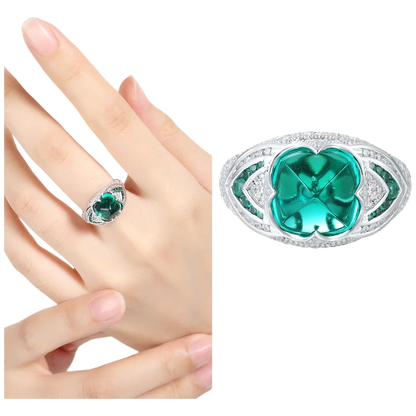 MUSHAN Custom Jewelry 925 Sterling Silver Ring Lab Red Green Emerald Cushion Engagement Ring for Women 18K Gold Plated Rings