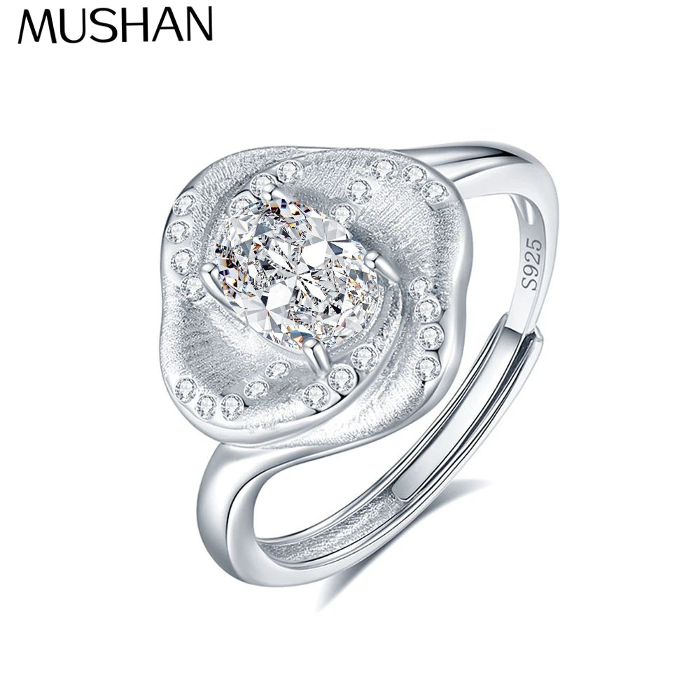 MuShan Designer Jewelry 925 Sterling Silver Ring D Color Moissanite Promise Ring for Women 18K Real Gold Plated MST Patent Rings