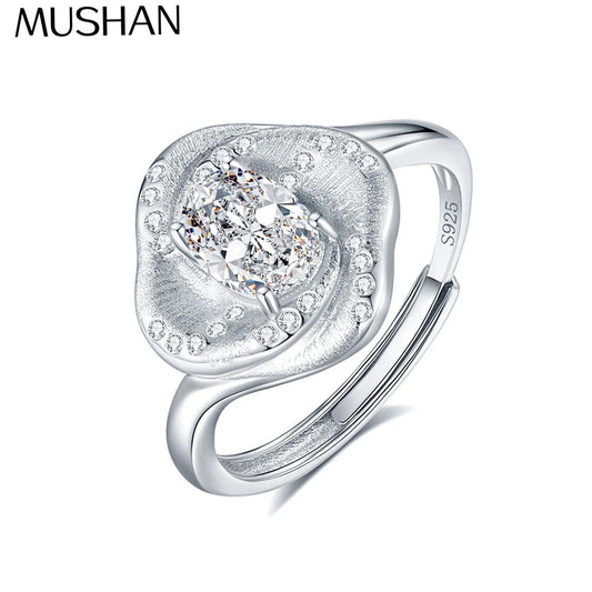MuShan Designer Jewelry 925 Sterling Silver Ring D Color Moissanite Promise Ring for Women 18K Real Gold Plated MST Patent Rings