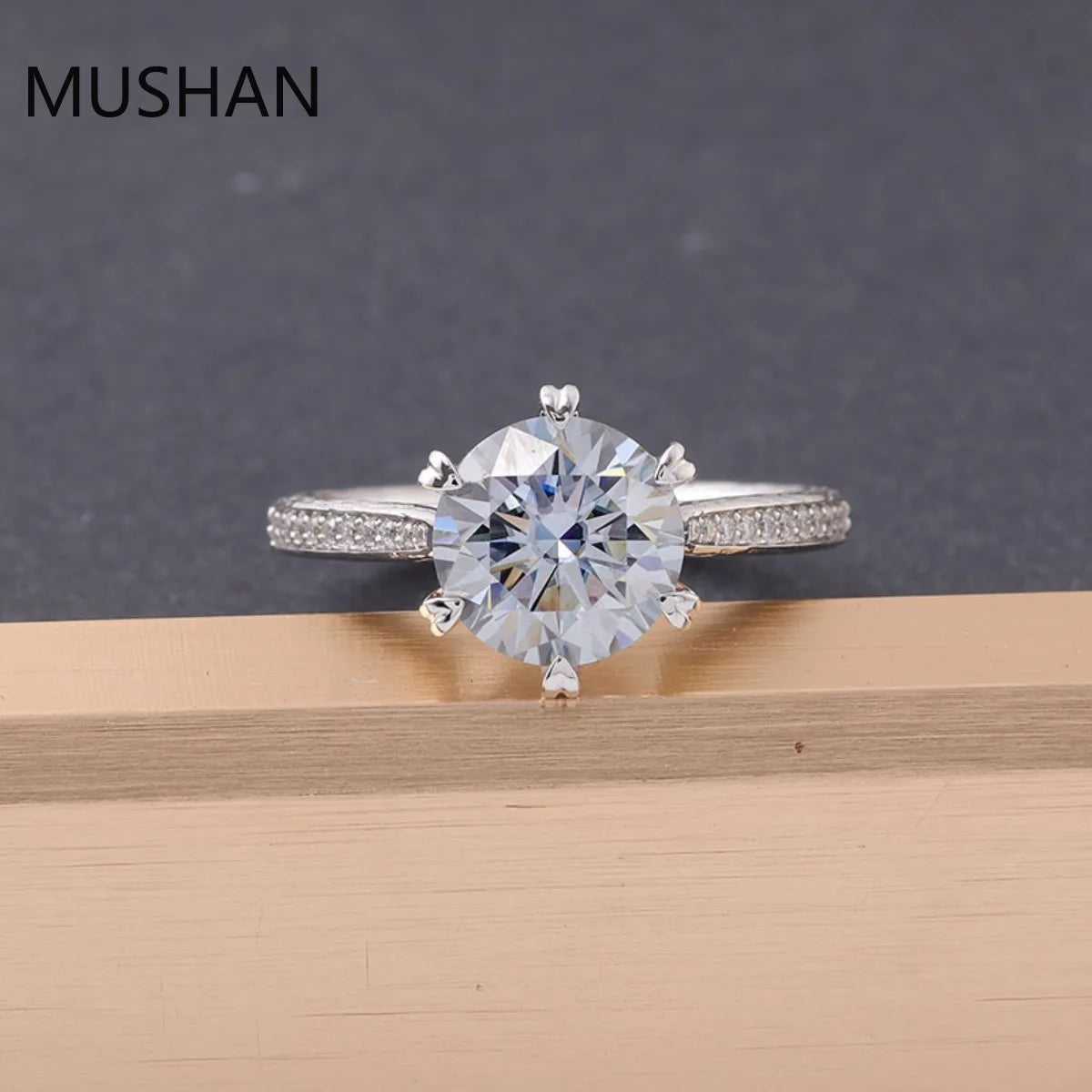 MUSHAN Luxury Custom 14K 18K Gold Rings Band Jewelry With Moissanite Diamond Lab Grown Gemstones Diamond Wedding Ring For Women