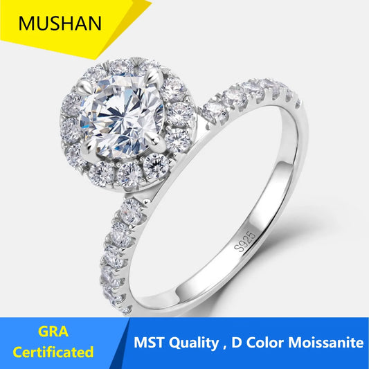 MUHAN Luxury Jewelry  925 Sterling Silver Ring Wedding Band  Women GRA Certificate Moissanite Diamond Rings D Color Fine Jewelry