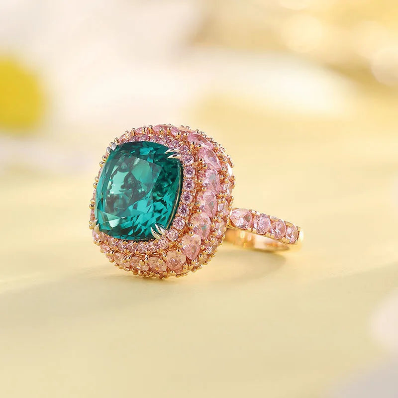 MUSHAN Custom Jewelry 14k 18k Gold Ring Lab Green Emerald Ruby Sapphire Paraiba Gemstones Rings Band for Women Fine Jewelry