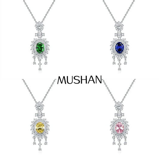 MuShan Jewelry 925 Sterling Silver Necklace Pendant Chain HCD Gemstones Mother Day Gift Timeless Style Women Necklaces Jewelry