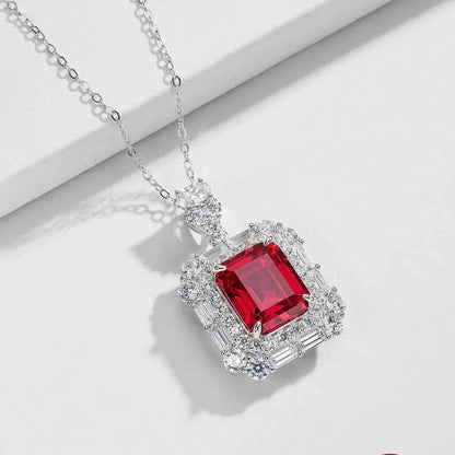 MUSHAN Luxury Jewelry 925 Sterling Silver Chain Pendant Necklace Lab Grown Emerald Ruby Gemstones Necklaces Pendants GRC Jewelry