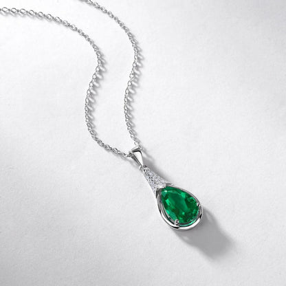 MUSHAN Luxury Jewelry 925 Sterling Silver Chain Pendant Necklace Lab Grown Emerald Ruby Gemstones Necklaces Pendants GRC Jewelry