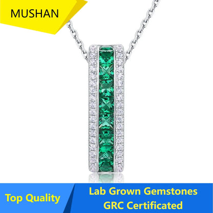 MUSHAN Luxury Jewelry 925 Sterling Silver Chain Pendant Necklace Lab Grown Emerald Ruby Gemstones Necklaces Pendants GRC Jewelry