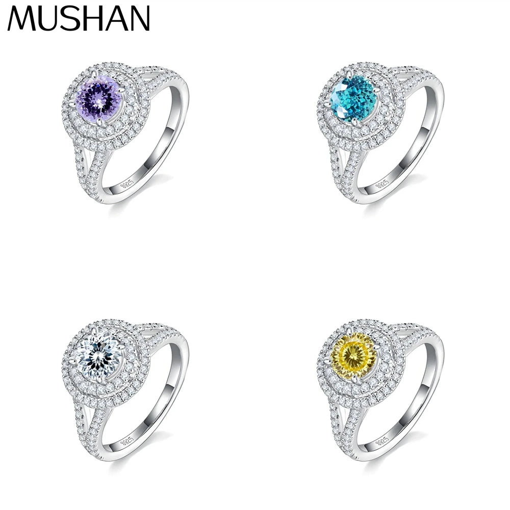 MuShan Jewelry 925 Sterling Silver Ring Wedding Band HCD Gemstones Daughter Gift Statement Jewelry Women Rings Fine Jewelry