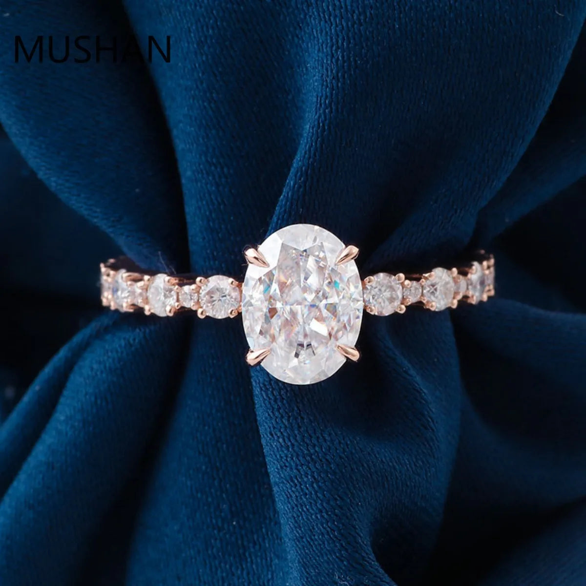 MUSHAN Luxury Custom 14K 18K Gold Rings Band Jewelry With Moissanite Diamond Lab Grown Gemstones Diamond Wedding Ring For Women