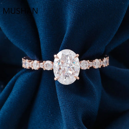 MUSHAN Luxury Custom 14K 18K Gold Rings Band Jewelry With Moissanite Diamond Lab Grown Gemstones Diamond Wedding Ring For Women