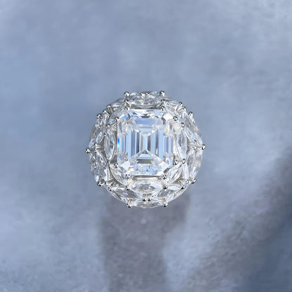 Anillo de lujo MUSHAN de plata de ley 925, moissanita color D, anillo clásico para mujer, chapado en oro de 18K, joyería con patente MST