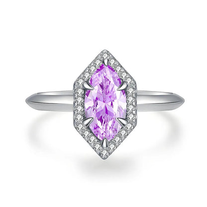 Bague en argent sterling 925 de la marque MuShan, sertie de pierres précieuses roses, bleues et vertes, plaquée rhodium, idéale pour les anniversaires, les mariages et les occasions spéciales.