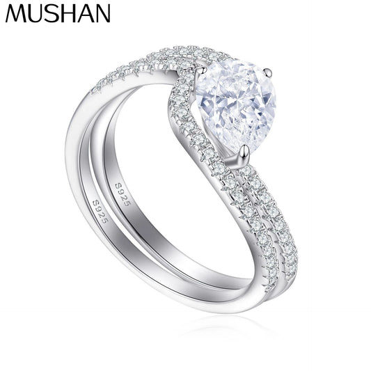 MuShan Designer Jewelry 925 Sterling Silver Ring Cubic Zirconia 5A Triangle Daytime Ladies Rhodium Plated Fine Jewelry Rings