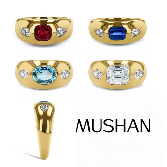 MUSHAN Bespoke Luxury Jewelry 925 Sterling Silver Rings Lab Grown Ruby Sapphire Moissanite Ring Bands MST Patented Fine Jewelry