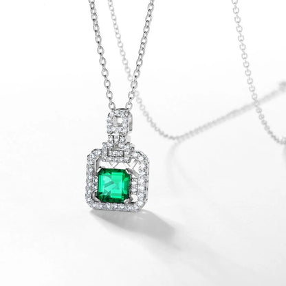 MUSHAN Luxury Jewelry 925 Sterling Silver Chain Pendant Necklace Lab Grown Emerald Ruby Gemstones Necklaces Pendants GRC Jewelry
