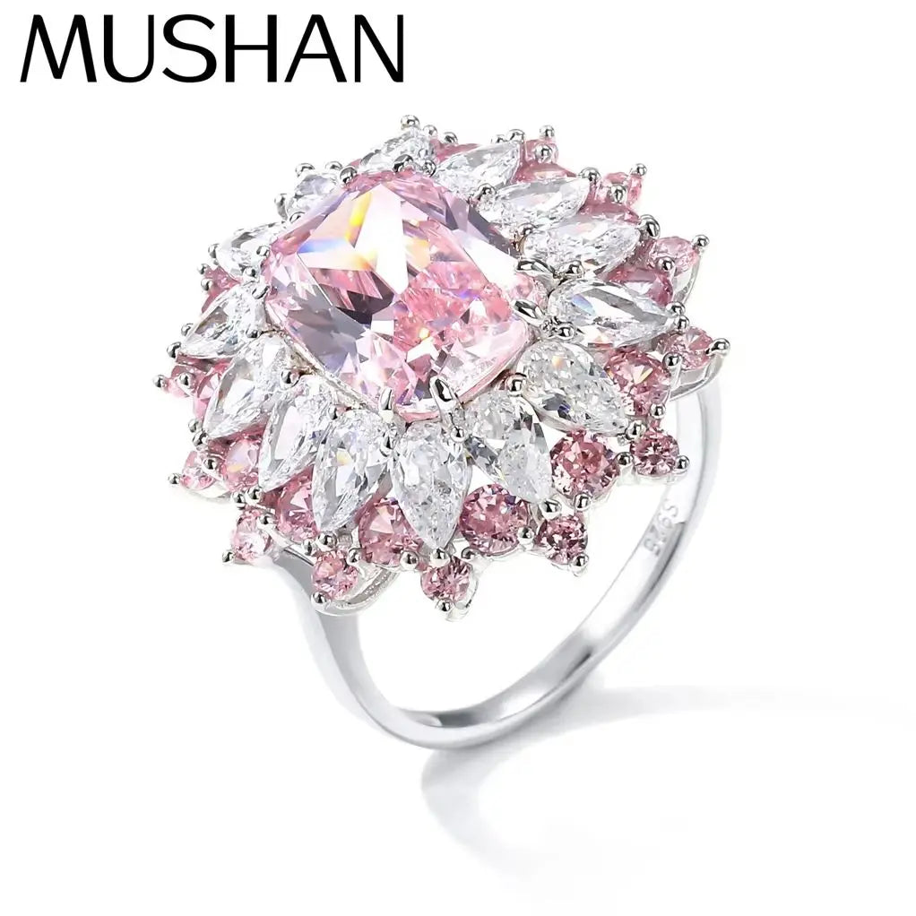 MUSHAN Custom Jewelry 925 Sterling Silver Stud Earrings High Carbon Pink Diamond Women s925 Earring Stud Ear Pin Fine Jewelry