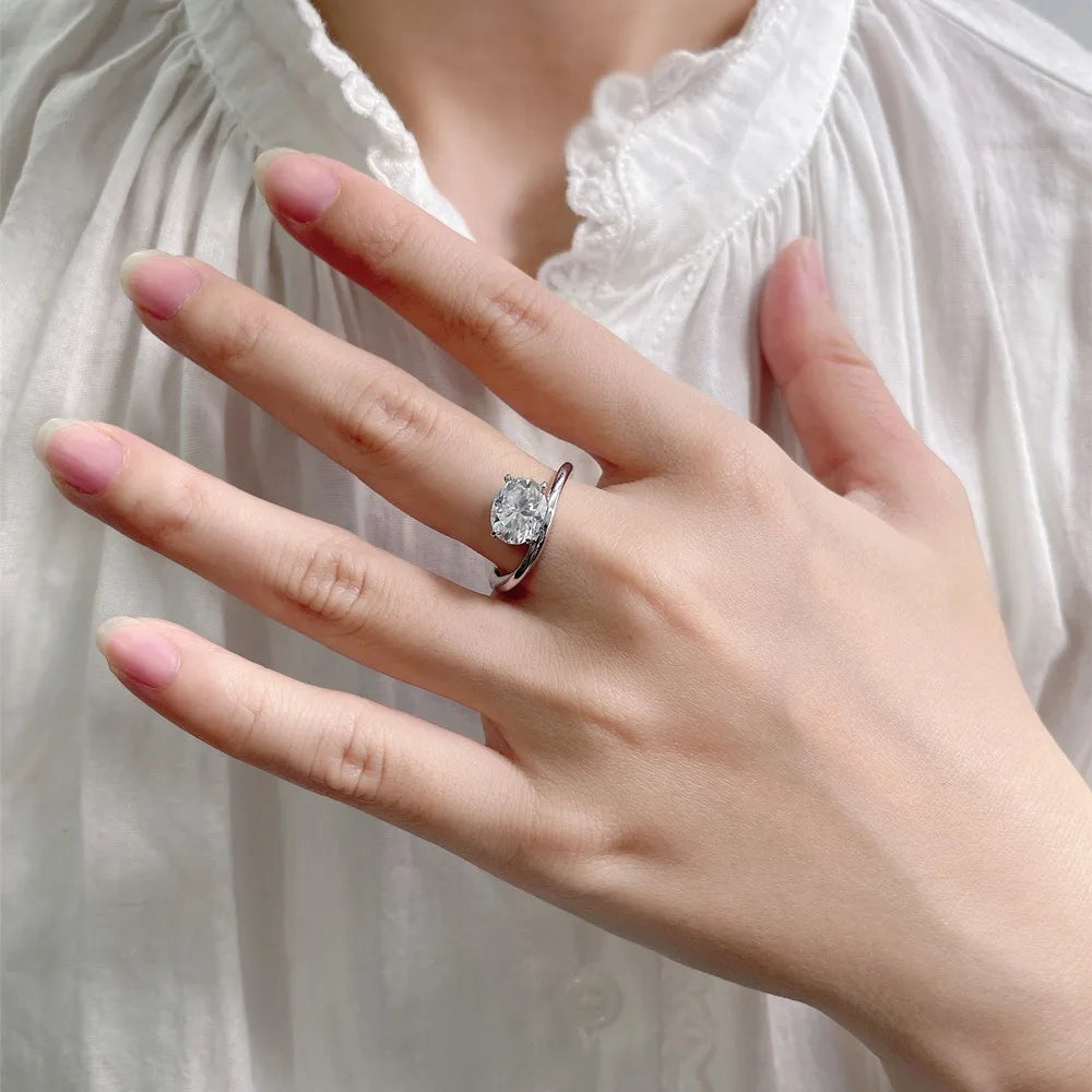 MUSHAN Luxury Jewelry 925 Sterling Silver Ring Band Women GRA Certificated Moissanite Diamond Emerald D Color Rings Fine Jewelry