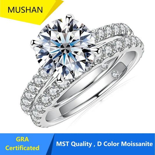 MUHAN Luxury Jewelry  925 Sterling Silver Ring Wedding Band  Women GRA Certificate Moissanite Diamond Rings D Color Fine Jewelry