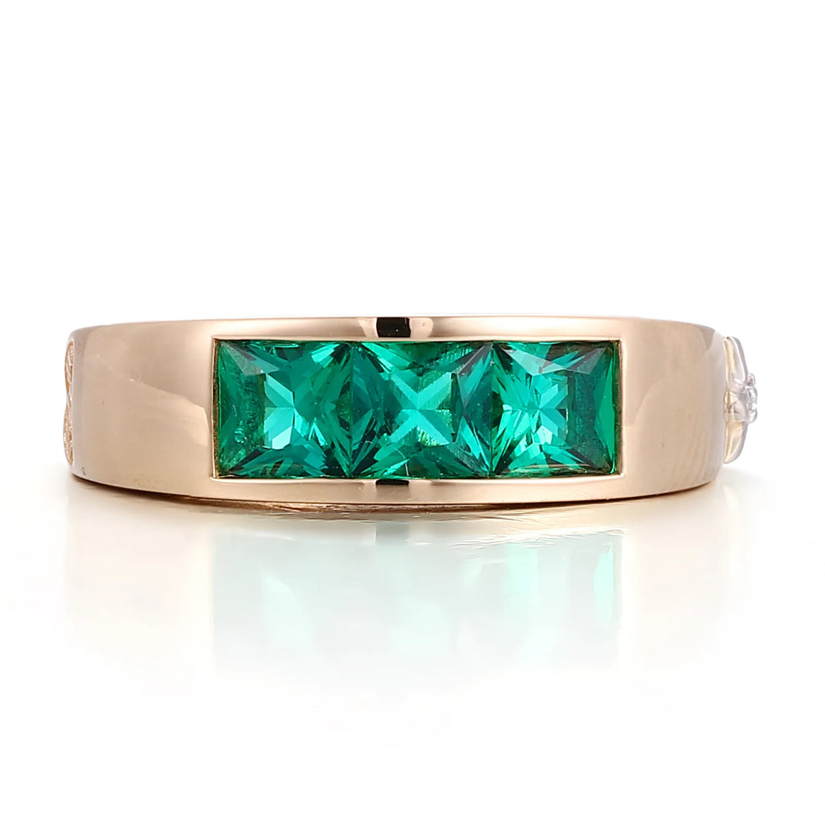 MUSHAN Custom Jewelry 925 Silver 10k 14k 18k Gold Ring Band Lab Grown Colombian Emerald Ring Women Wedding Rings Fine Jewelry
