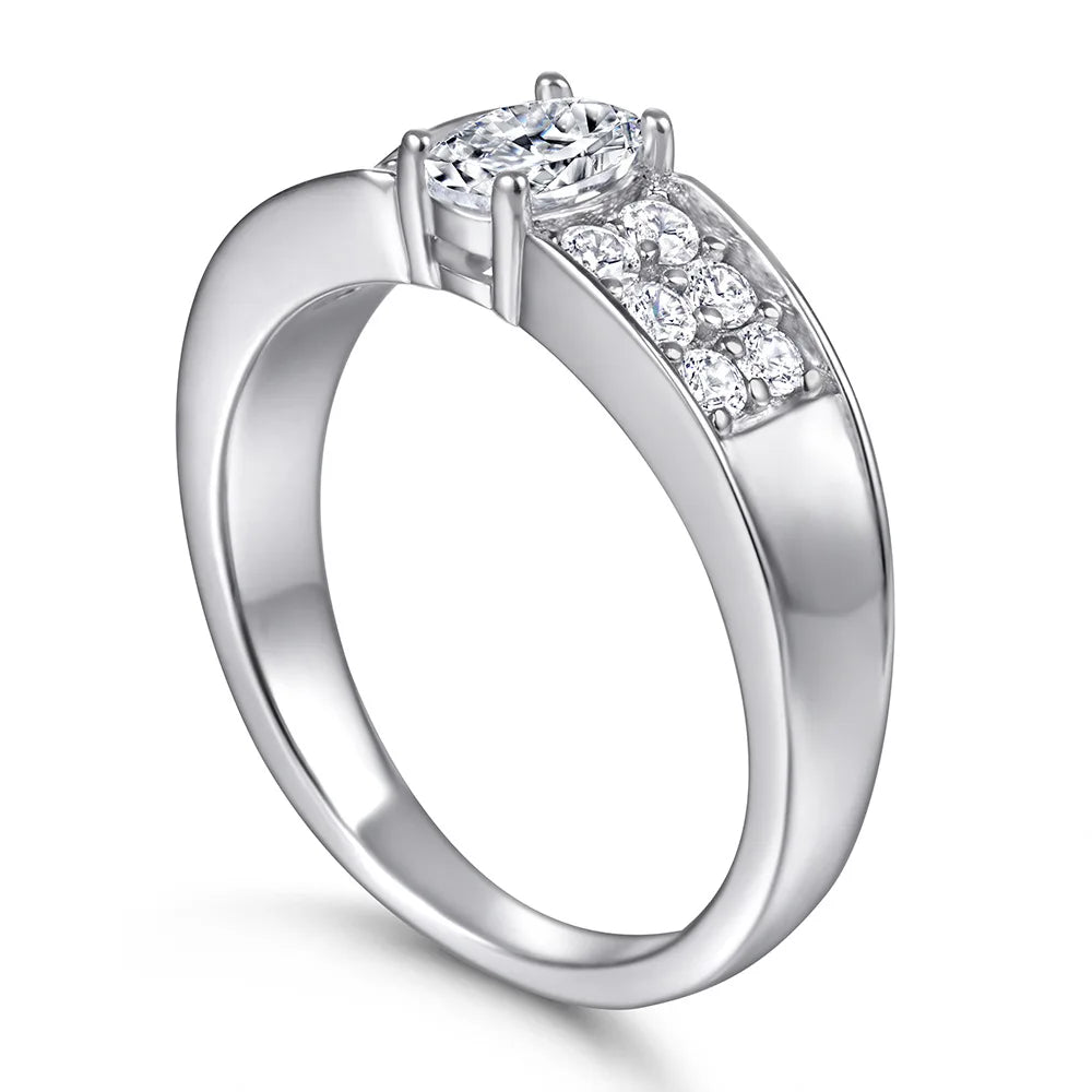 Anillo de plata de ley 925 con circonita 7A corte Asscher de MuShan Luxury Jewelry, joyería fina chapada en rodio para regalo de vacaciones para novia