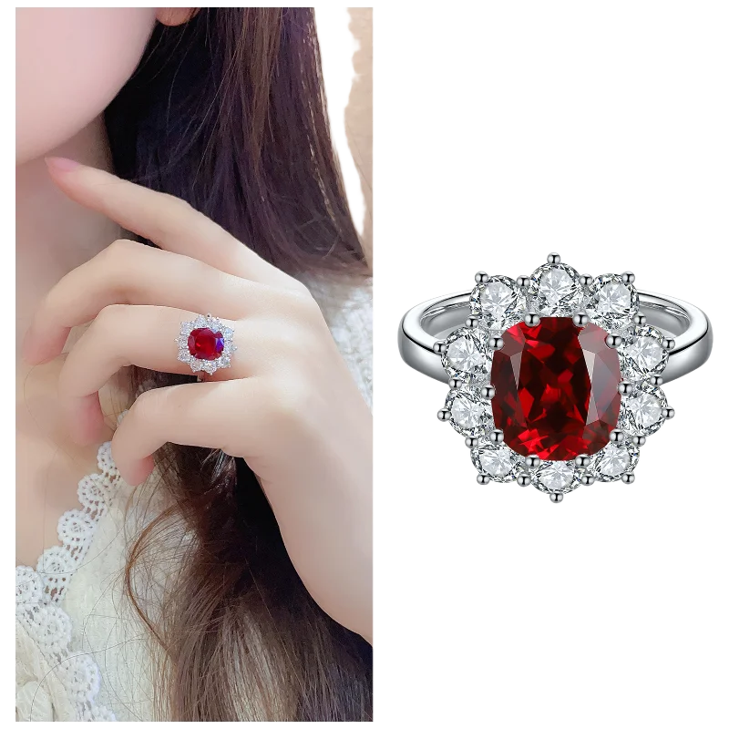 MUSHAN Custom Jewelry 925 Sterling Silver Ring Lab Blue Ruby Asscher Party Ring for Women 18K Gold Plated Anniversary Rings