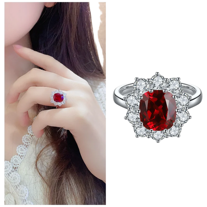 MUSHAN Custom Jewelry 925 Sterling Silver Ring Lab Blue Ruby Asscher Party Ring for Women 18K Gold Plated Anniversary Rings