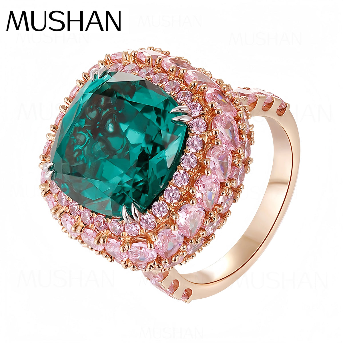 MUSHAN Custom Jewelry 14k 18k Gold Ring Lab Green Emerald Ruby Sapphire Paraiba Gemstones Rings Band for Women Fine Jewelry