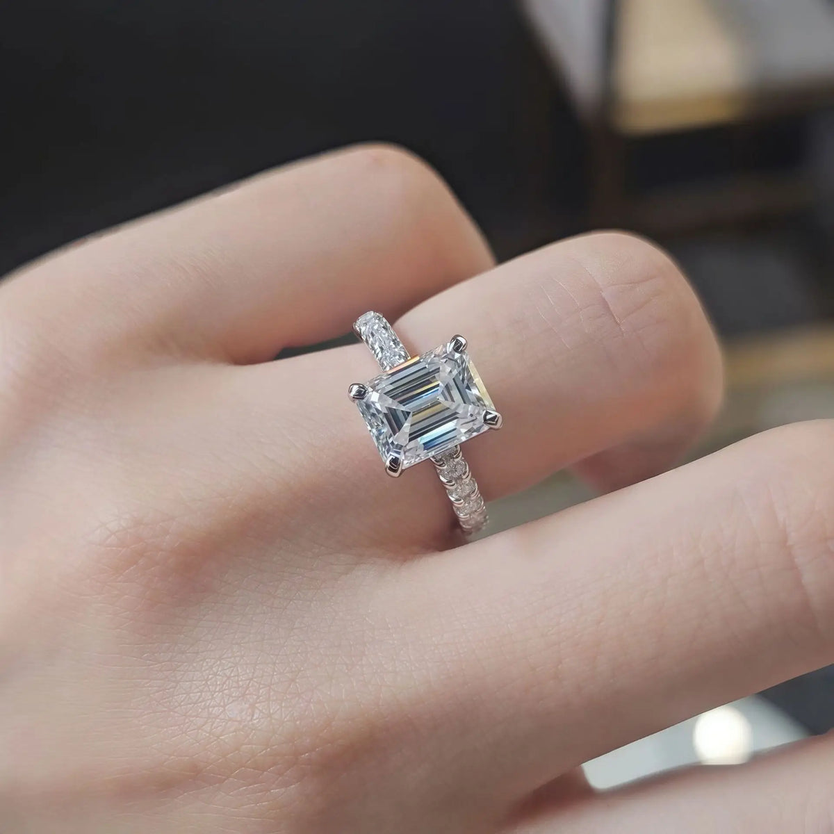 Bague en argent sterling 925 de la marque MuShan, bague brillante en moissanite VVS pour amie, plaquée or 18 carats, bagues fines brevetées MST