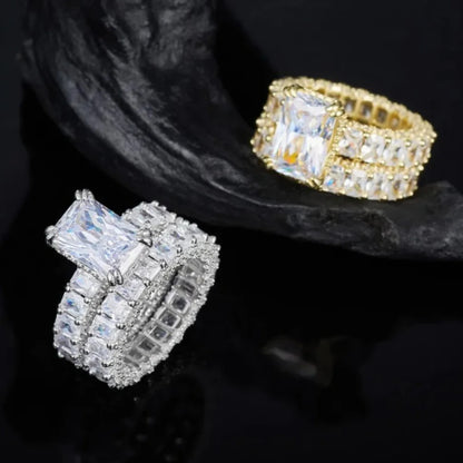 Anillo de lujo MUSHAN de plata de ley 925 para mujer, con diamante de moissanita certificado por GRA, esmeralda, color D, joyería fina