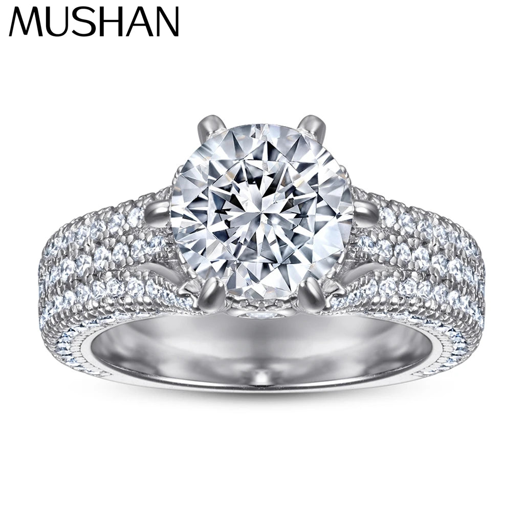 MuShan Jewelry 925 Sterling Silver Rings Bands Rings Bands Ring 7A Cubic Zirconia Birthday Engagement Anniversary  Women Gift