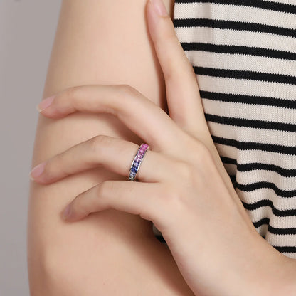 MUSHAN Custom Jewelry 925 Sterling Silver Ring Lab Blue Sapphire Heart Modern Ring for Women 18K Gold Plated Anniversary Rings