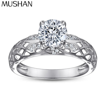 MuShan Designer Jewelry 925 Sterling Silver Ring Zircon 7A Triangle Date Night for Wife 18K Gold Plated Fine Jewelry Rings
