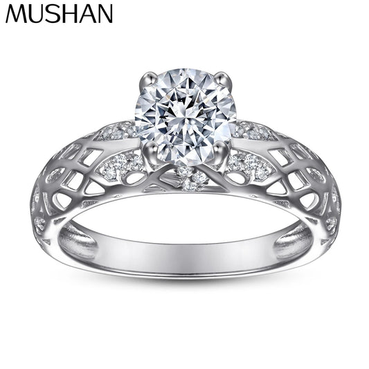 MuShan Designer Jewelry 925 Sterling Silver Ring Zircon 7A Triangle Date Night for Wife 18K Gold Plated Fine Jewelry Rings