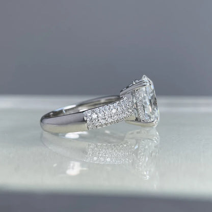 Anillo de diamantes de moissanita Mushan Luxury Jewelry, forma de huevo de paloma, 4.5 quilates, 8x12 mm, para mujer, de plata de ley 925, anillo de diamantes de precisión