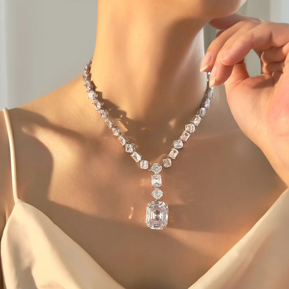 MUSHAN Luxury Jewelry 925 Sterling Silver Necklaces Pendants 22 Carat HCD Green Gemstones Necklace for Women S925 Fine Jewelry