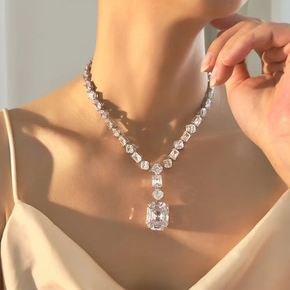 MUSHAN Luxury Jewelry 925 Sterling Silver Necklaces Pendants 22 Carat HCD Green Gemstones Necklace for Women S925 Fine Jewelry